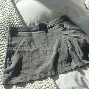 Lands' End Charcoal Mini Skirt with Buckle Detail